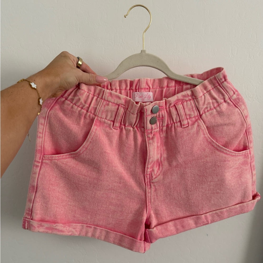 Pink Lily Vibrant Pink Jean Shorts